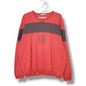 Vintage 90s Giorgio Armani Logo Light Crewneck Red Size L